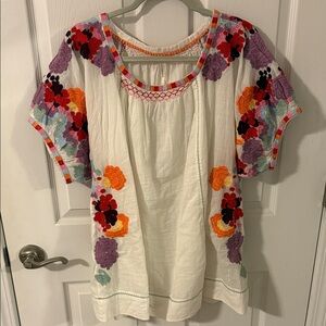 Anthropologie Embroidered Top/Tunic L